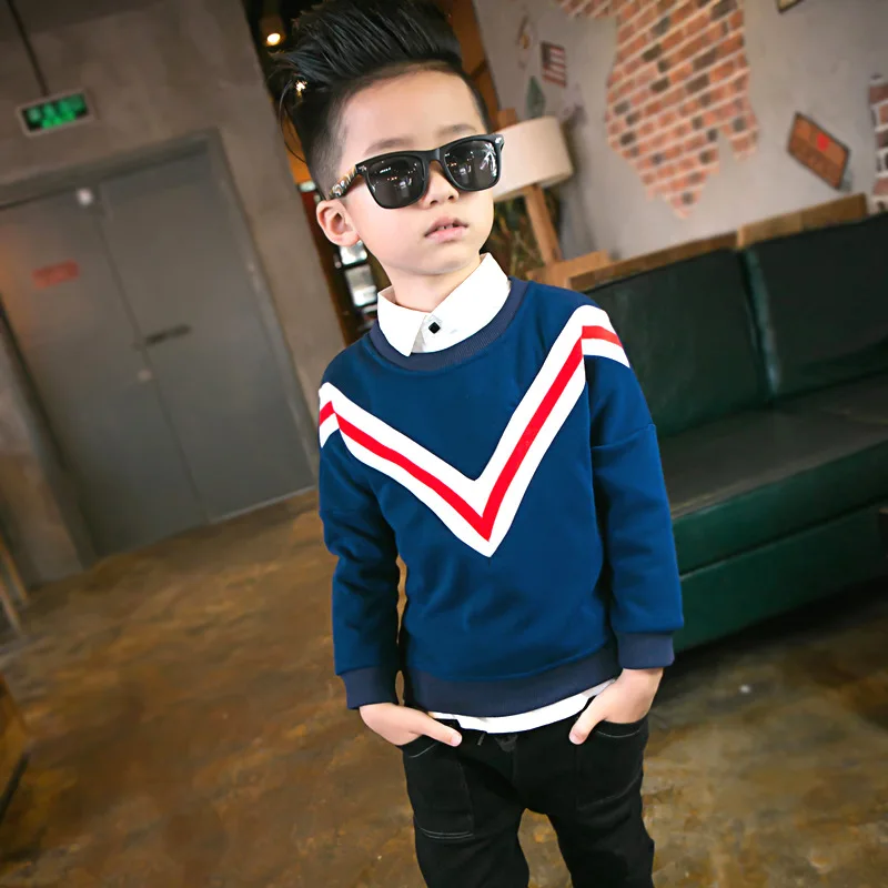 2017 г. Зимние теплые футболки с длинными рукавами для мальчиков вельветовые