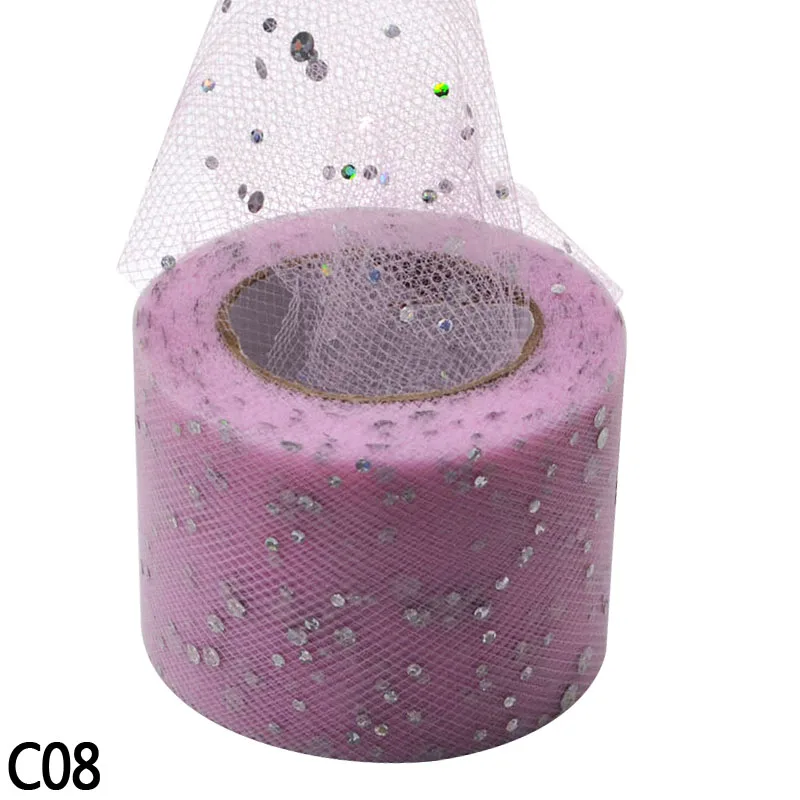 C08 22 м/рулон, 5 см, фатиновая юбка-пачка с блестками из органзы, прозрачная газовая юбка-рюмочка, подарок, украшение для свадебной вечеринки, вечерние принадлежности для вечеринки - Цвет: C08