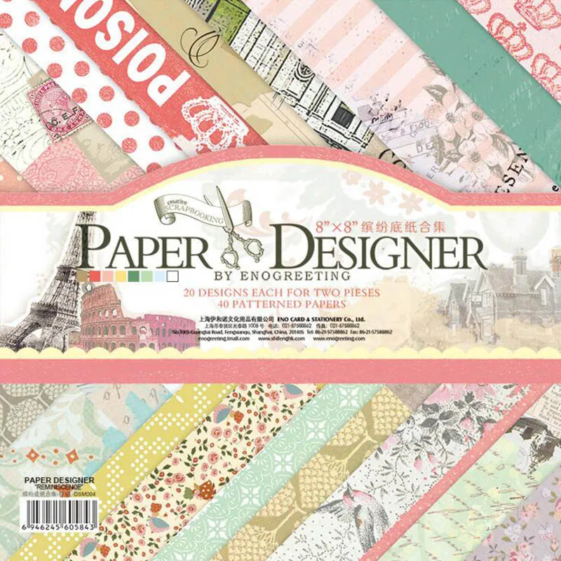 

Hot Sell Printed Pattern Background Craft Paper Origami Scrapbooking Photo Album Set of 40 Sheets Card Making Damask Scrapbook