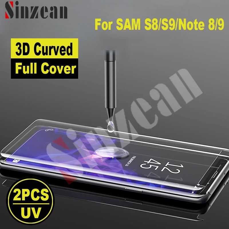 Sinzean 2 шт. 3D с полным покрытием из клея УФ стекло для samsung S9/S8 Plus/Note 8/Note 9 Клей