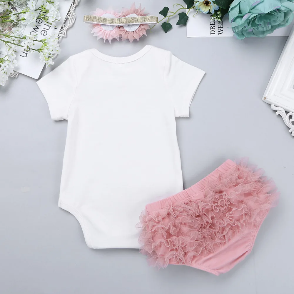 Iiniim Infantil/комплект одежды для маленьких девочек «Hello World» комбинезон с короткими рукавами и шаровидной повязкой на голову для фото новорожденных, праздничная одежда