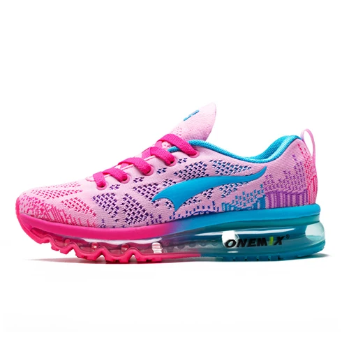 Pink Light blue ONEMIX air cushion женские летние кроссовки для бега кроссовки розовые легкие кроссовки для бега женские дышащие кроссовки - Цвет: Pink Light blue