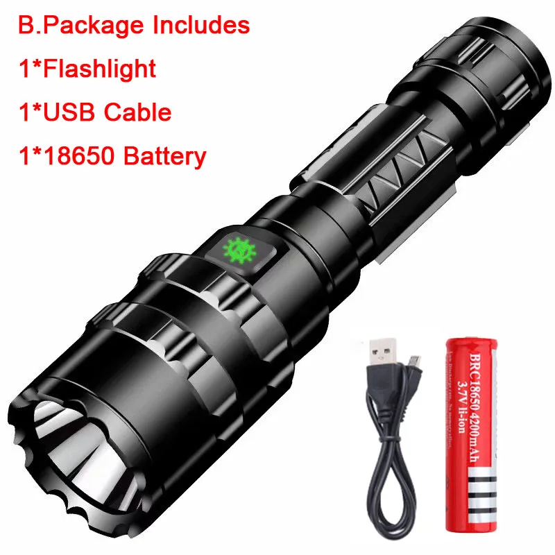 B Тактический фонарь светодиодный USB Перезаряжаемые 6000LM XM-L L2 фонарик 18650 Фонари водонепроницаемый 5 режимов Отдых на природе света - Испускаемый цвет: B
