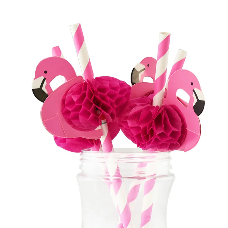 

10PCS 3D Pink Flamingo Straws Summer pool Jungle Paper Drinking Straw Birthday Wedding Party Decorations Adult Flamingo Straws