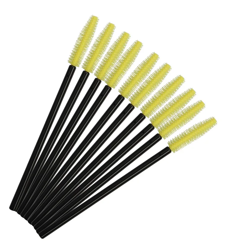 S-black-yellow 50 шт. силиконовая ресница щеточки Одноразовые Тушь для ресниц палочки Аппликатор ресницы Косметическая кисть Макияж Красота Инструменты - Handle Color: S-black-yellow