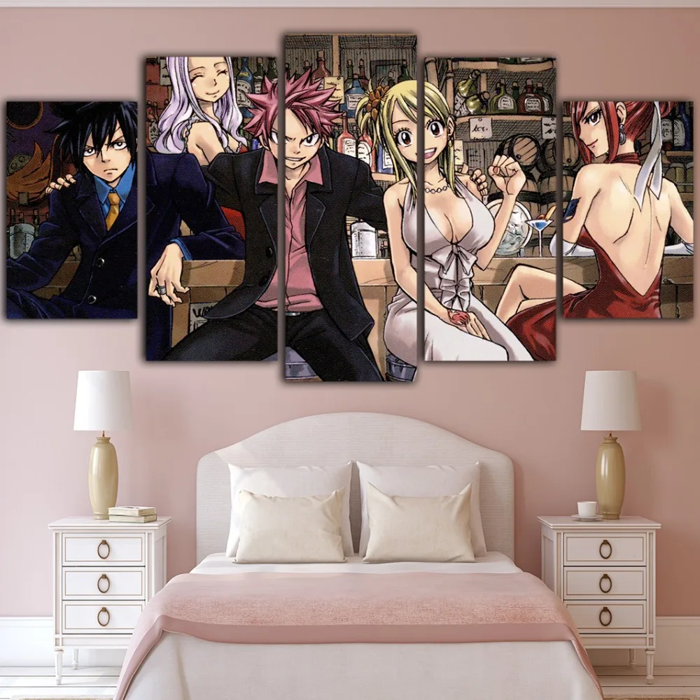 5 шт. постер аниме Сказочный хвост Cuadros Decoracion Dormitorio Tableau роспись холст постеры и