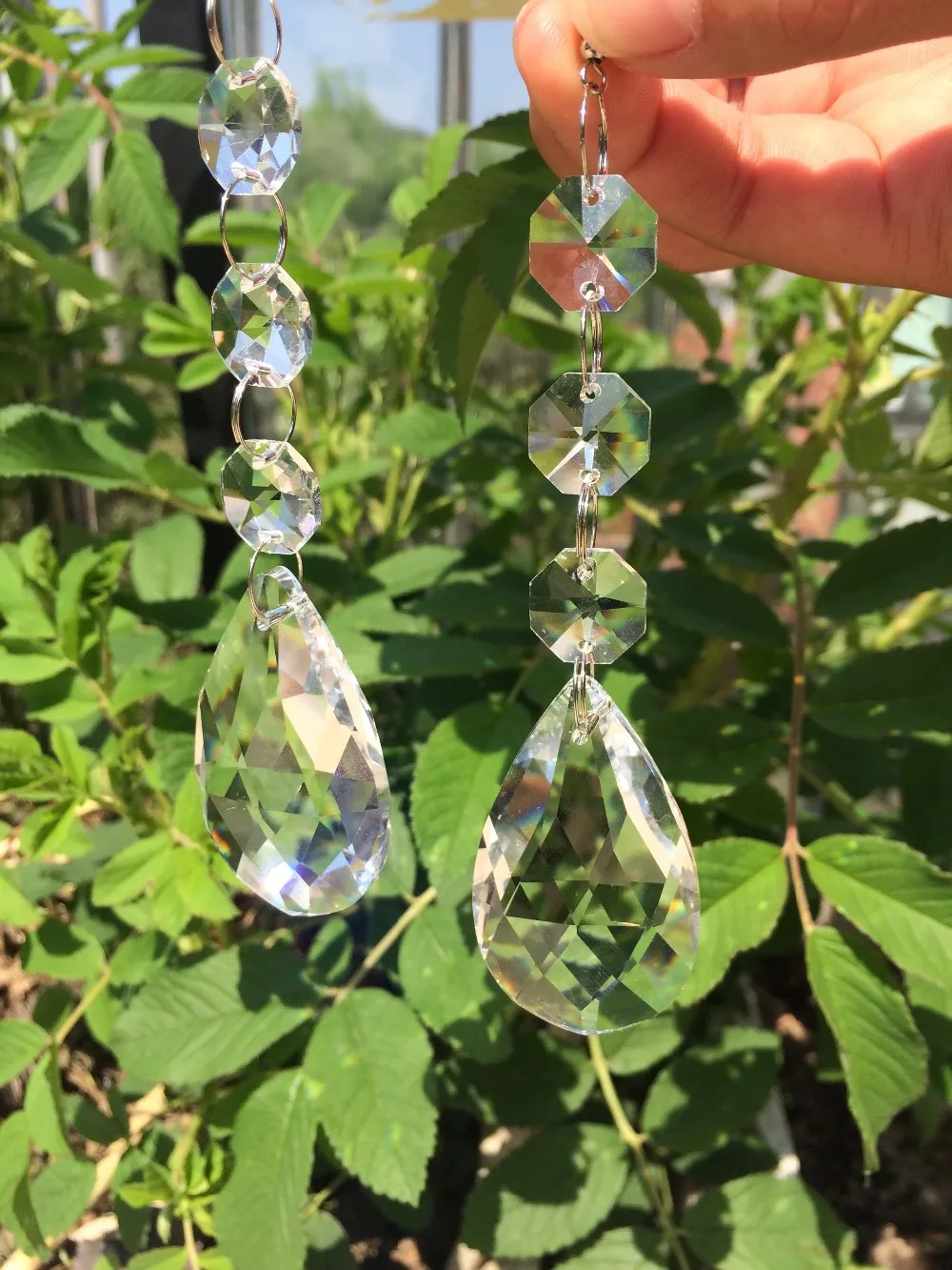 10 шт./лот Хрустальная сетка Призма подвески для люстры стекло освещение Lustre de Cristal лампы части с 3 восьмиугольными бусинами