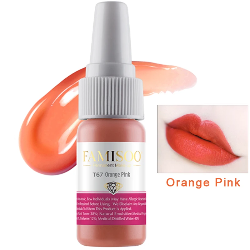 

FAMISOO T67 Orange pink pigmento de tatuaje Microblading Pigment Professional Cosmetic Paint Tattoo Ink Permanent Makeup Lip