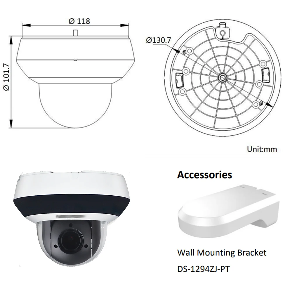 Hikvision оригинальная PTZ IP камера DS-2DE2A404IW-DE3 4MP 4X зум сети POE H.265 IK10 ROI WDR DNR купольная камера видеонаблюдения
