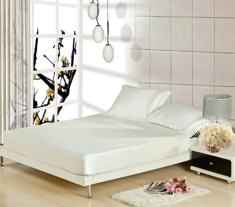 Шелковая однотонная натяжная простыня чехол для подушки наматрасник защитный