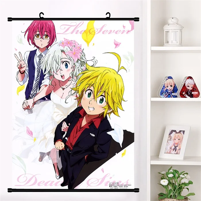 H Аниме семь мертвых грехов грех нананацу no Taizai Meliodas настенные свитки плакат настенные подвесные плакаты коллекция домашнего декора - Цвет: H
