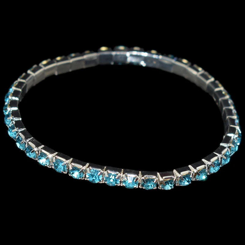 Silver blue diamond1 12 шт. Красочные Стразы, растягивающиеся браслеты, женские эластичные браслеты с кристаллами для женщин, шикарный подарок для девушек, свадебные модные ювелирные изделия - Окраска металла: Silver blue diamond1