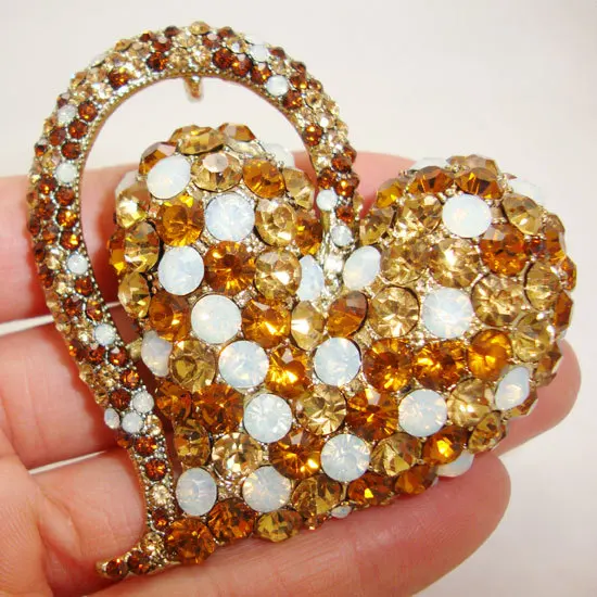 Новая Элегантная Брошь в стиле ретро с подвеской виде сердца коричневого цвета |