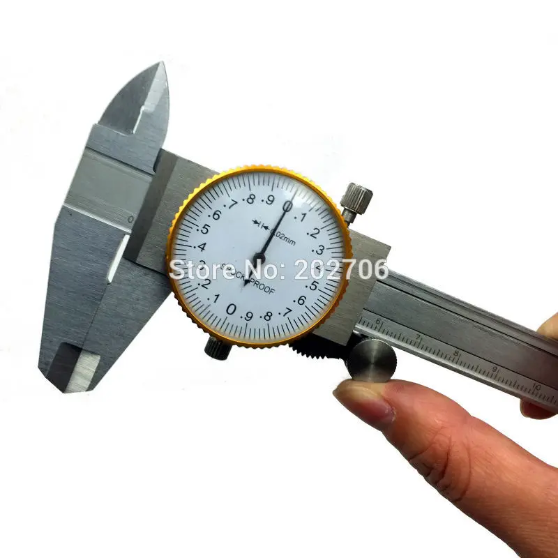 gold 0.02mm Заводской выход 0-" дюймовый штангенциркуль с циферблатом 6 дюймов. 001" ударопрочные Штангенциркули Калибр микрометр - Цвет: gold 0.02mm