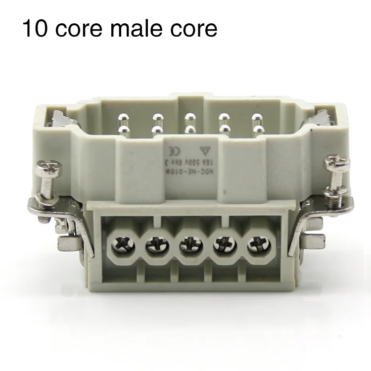 10 male core Hdc-he-4/6/10/16/24core сверхмощный автомобильный соединитель 16A500v авиационная вставка core - Цвет: 10 male core
