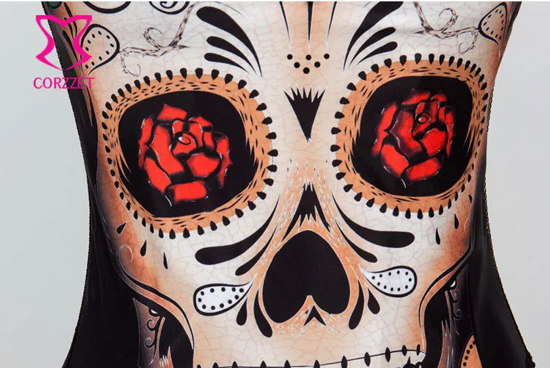 Женский корсет с принтом черепа лица и цветов|corset burlesque|corselet corsetsexy corselet |
