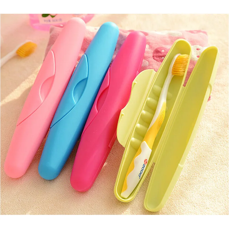

100pcs Candy Color Toothbrush Holder Bathroom Accessories Toothbrush Case Holder Portable Travel Toothbrush Box lin3859