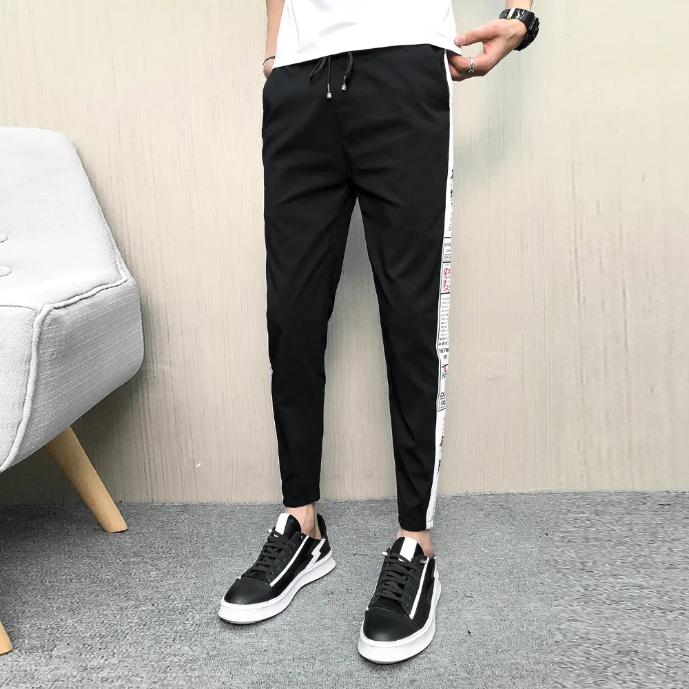 Корейские летние джоггеры новинка 2019 шаровары для мужчин универсальные с