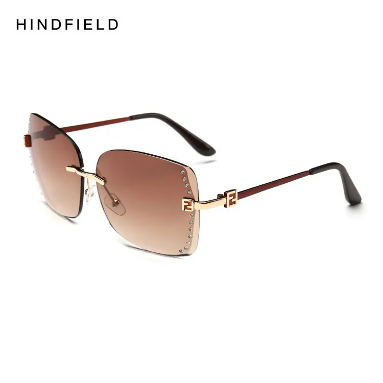 2018 солнцезащитные очки для Для женщин квадратный без оправы алмазные объектив