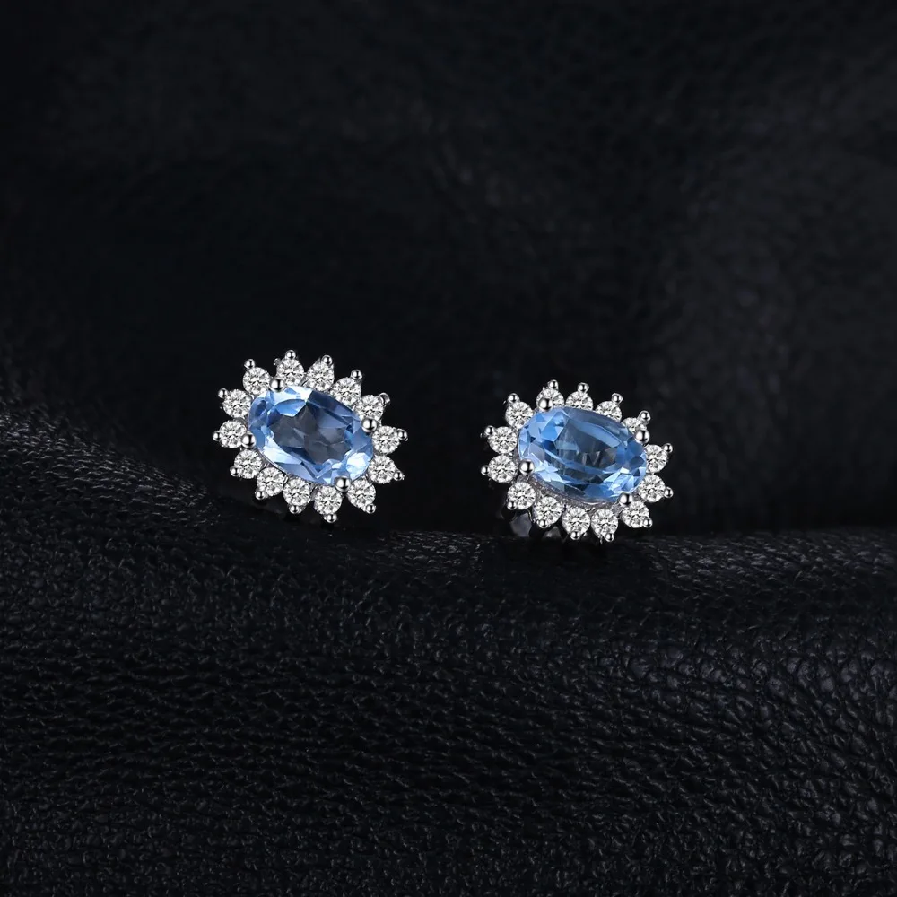 Jewelrypalace большая акция 1.2ct овальный Cut Природный Голубой топаз Серьги-гвоздики