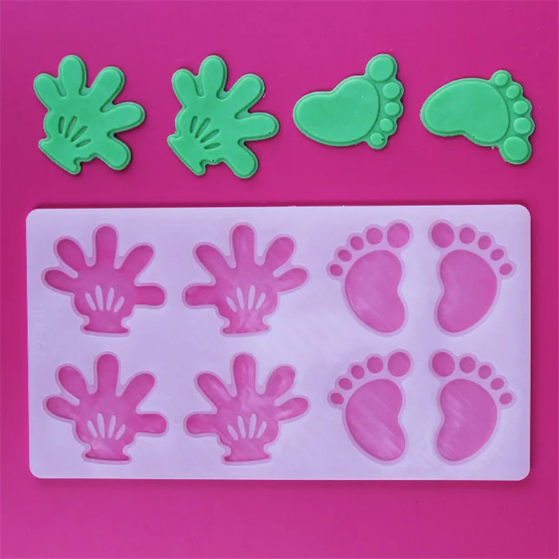 Горячие маленькие руки ноги шоколада конфеты Jello 3D силиконовые формы день