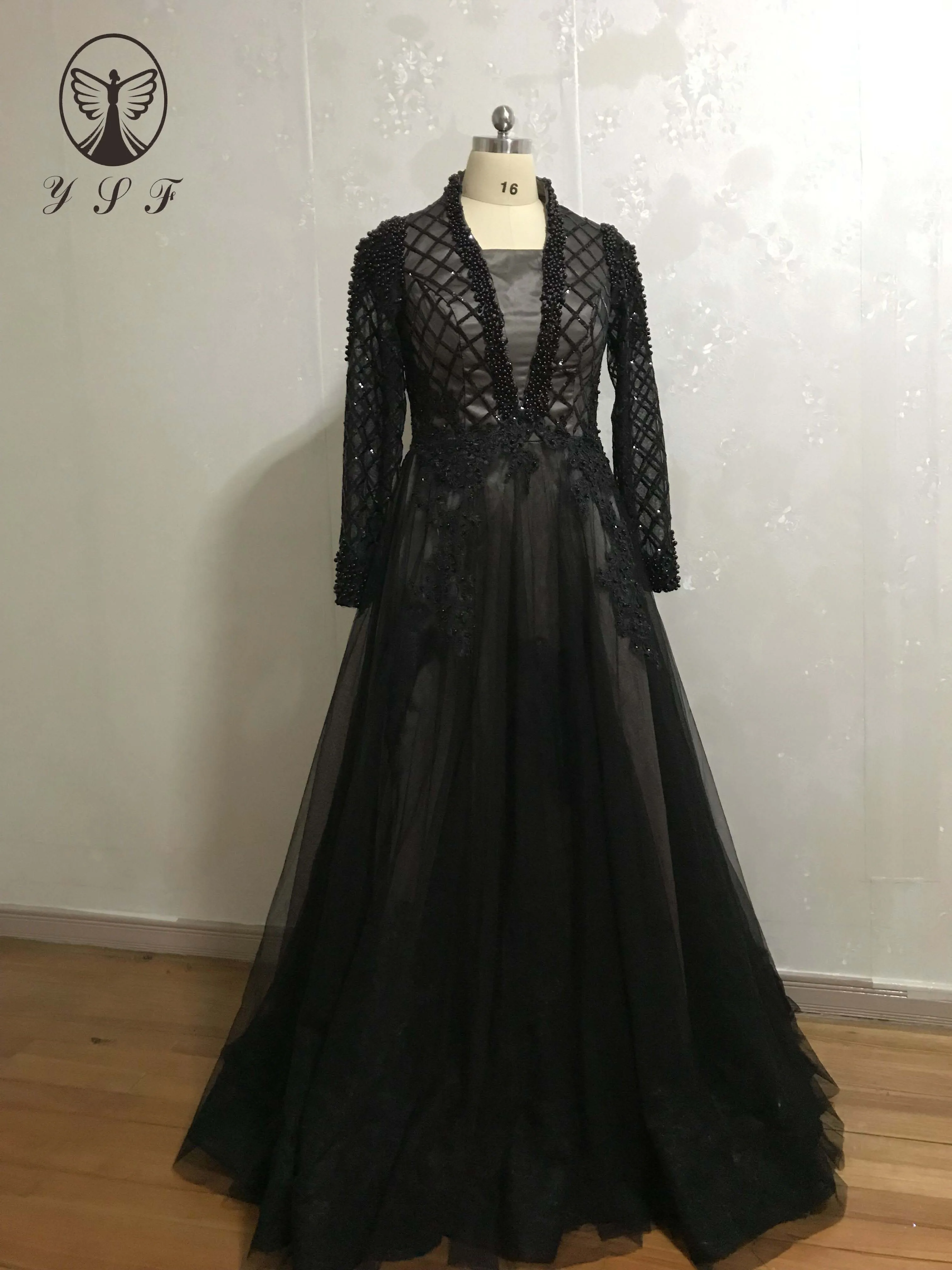 Арабские дизайнерские вечерние платья с аппликацией черные для матери длинным