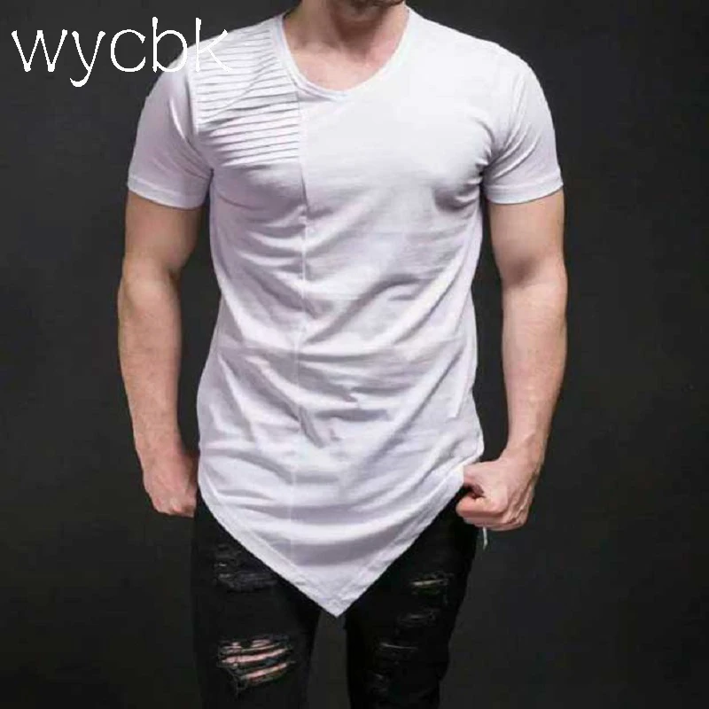 Новинка 2017 года свернутая дизайнерская мужская футболка Асимметричная белая