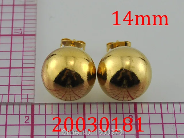 New Branded Earrings18K Gold Filled Plated Stud Earring Trendy Smooth Round Earrings Jewelry for Women | Украшения и аксессуары