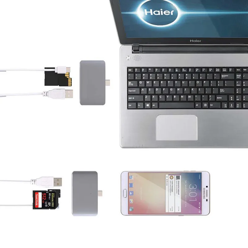 Считыватель карт Type c USB 3 0 для SD/TF/Micro Flash адаптер смарт памяти интерфейс C SD