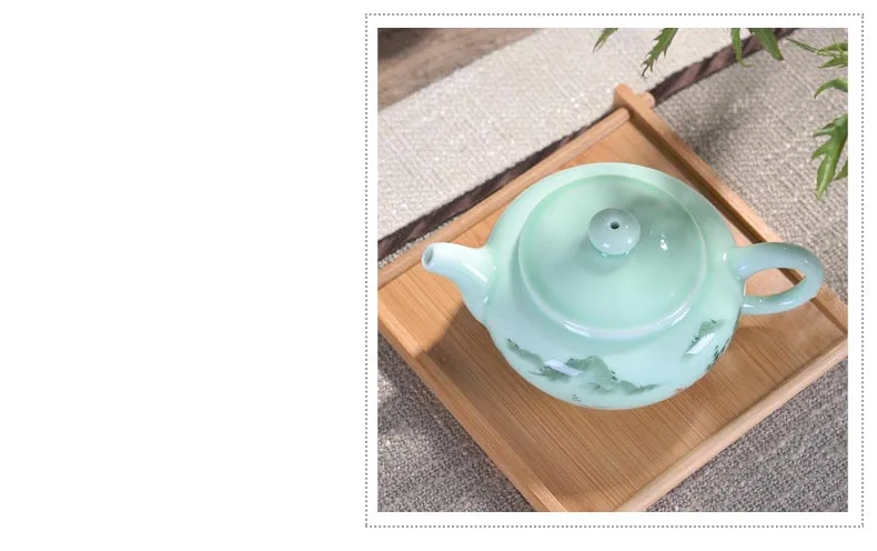8 шт./лот Китайский Longquan Celadon чайный набор кунг-фу ручная роспись пейзаж узор чайная посуда для напитков керамика чай аксессуары Подарки
