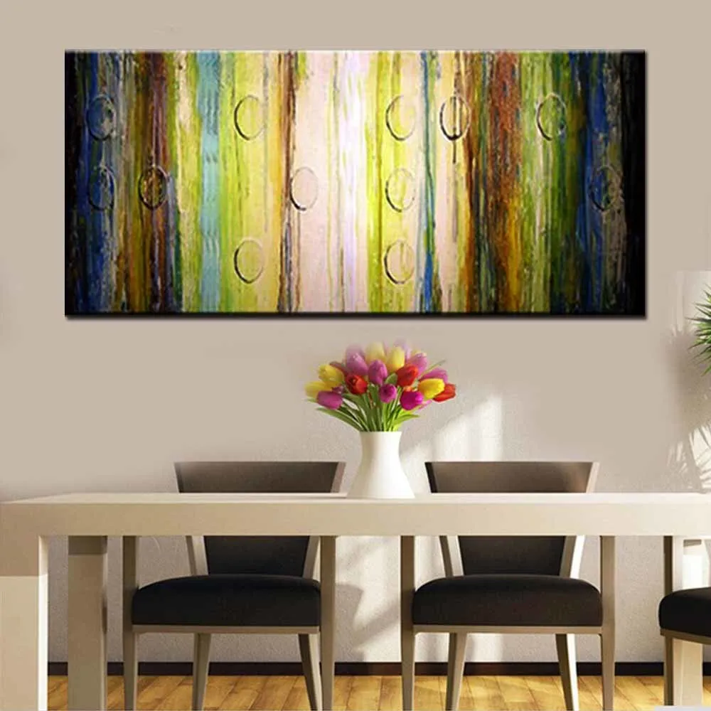 Hand Painted Modern Abstract Canvas Art Turquoise Color Oil Painting Wall Picture Living Room Bedroom Home Decor | Дом и сад