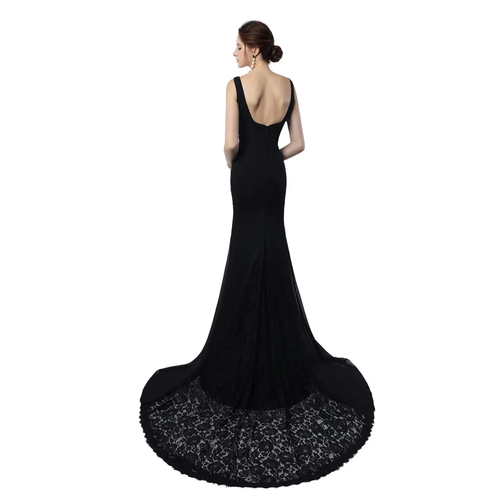 Женское вечернее платье Vestido Longo De Festa Para Casamento 2020 черное шифоновое длинное с