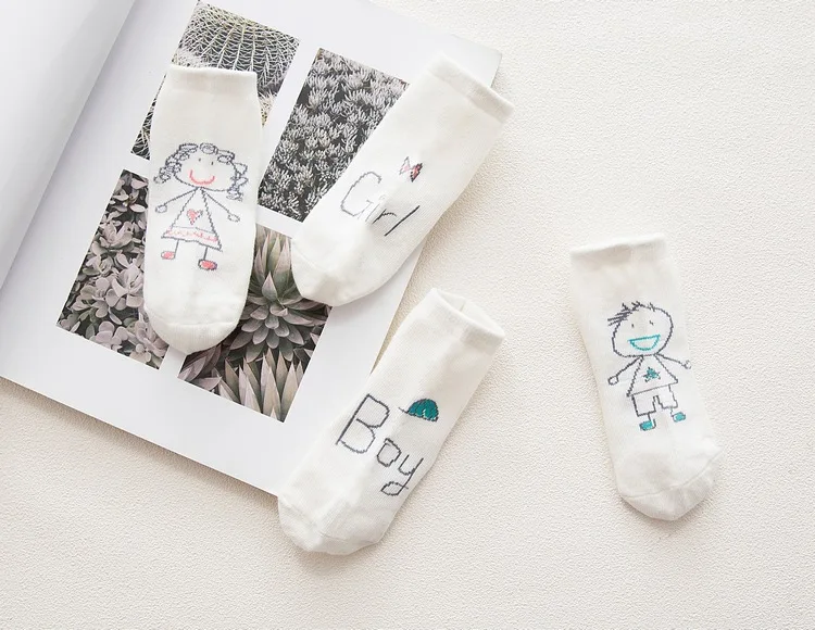 Летние милые детские носки хлопковые противоскользящие с надписью для мальчиков