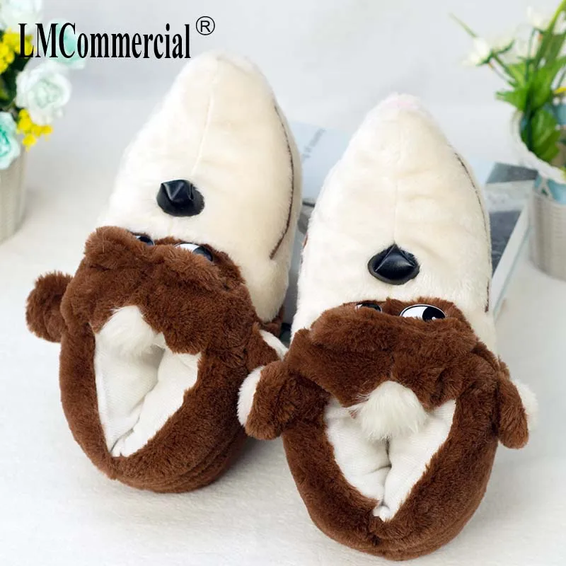 fur slippers Women Anime Cartoon Bear Slippers Lovers Warm Woman Slippers Winter Plush Home Floor Shoes House Slippers Children
