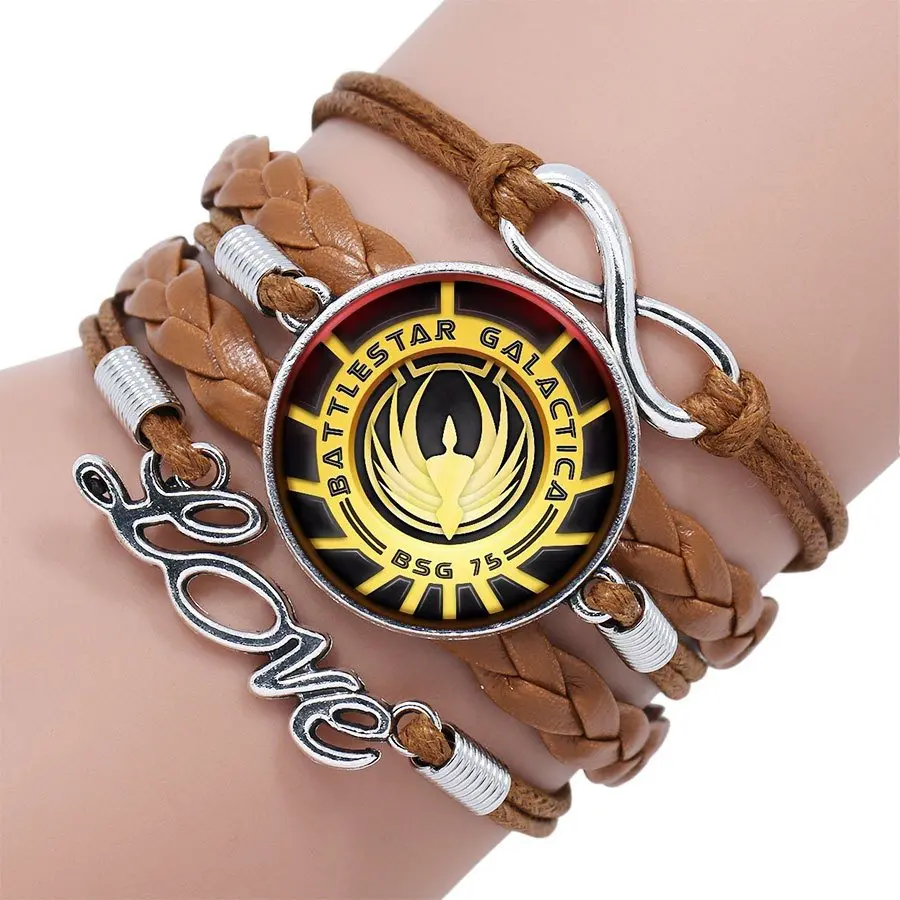 Брендовый Многослойный черный/коричневый кожаный браслет бижутерия со