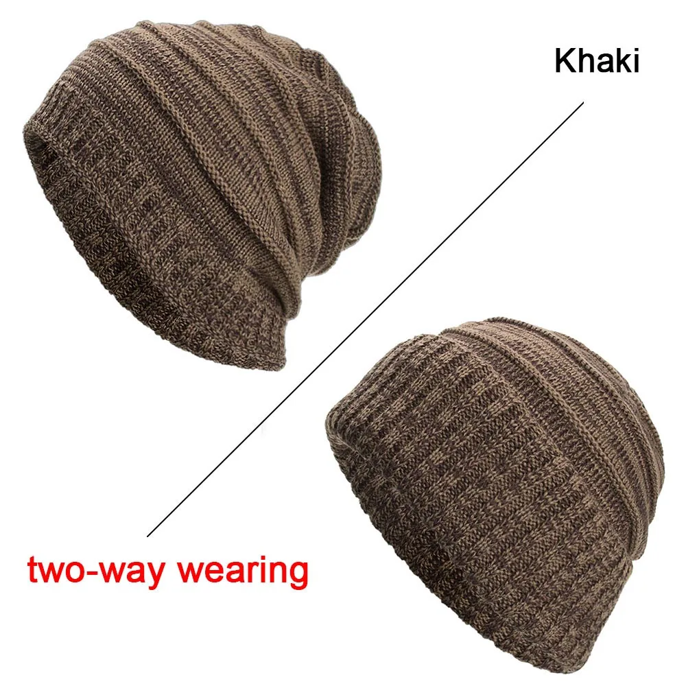 Khaki Joymay, двухсторонние зимние шапочки, шапка бесформенного цвета, унисекс, простая теплая мягкая вязаная шапка с черепом, шапки, ewm085 - Цвет: Khaki