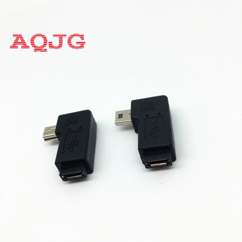 90 градусов левый и правый угловой мини USB 5pin штекер к Micro гнездо адаптер