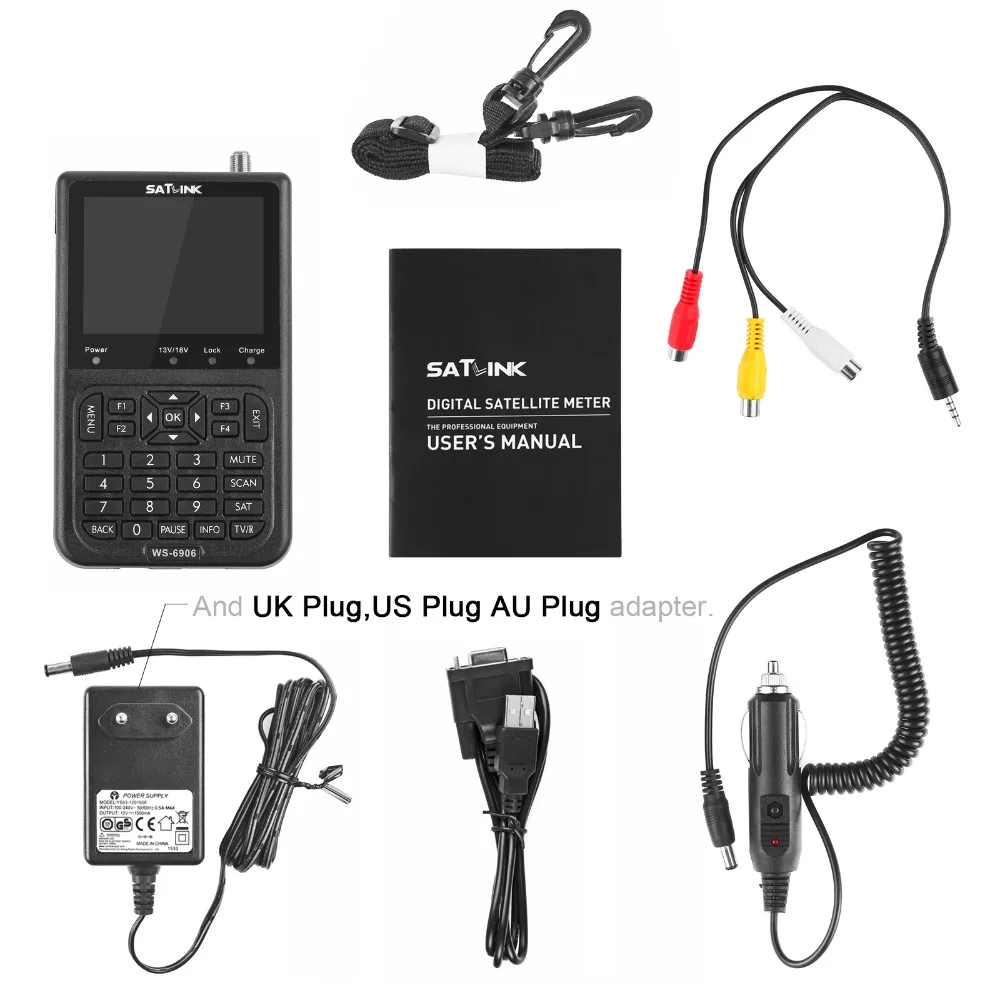 Спутниковый измеритель спутникового сигнала SATLINK WS-6906 3 5 &quotЖК-экран DVB-S FTA для ТВ AV