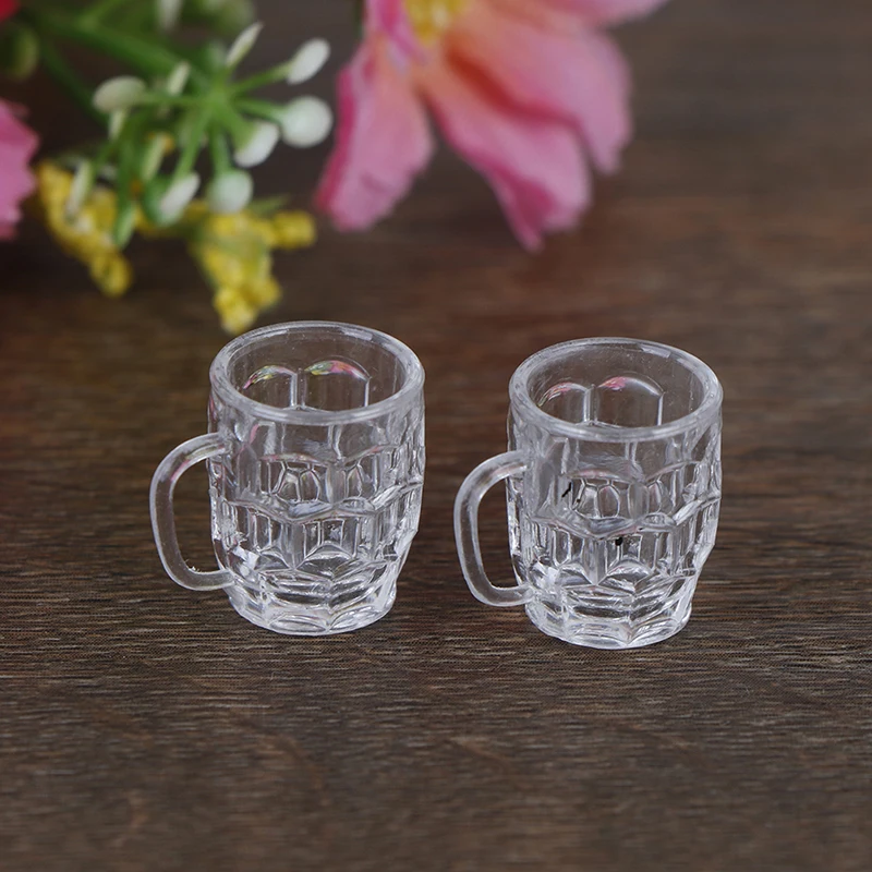 

2Pcs DIY Craft Cups Goblet Mini Drink Wine Beer Cup Dollhouse Glass Model 1:12 Scale Miniature Home Decoration