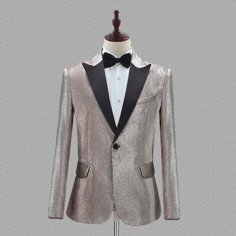 only jacket PYJTRL новые мужские изменить цвет Синий Золотой Фиолетовый Красный Slim Fit Блейзер Свадебные жениха выпускного вечера вечерние костюмы певцов - Цвет: only jacket