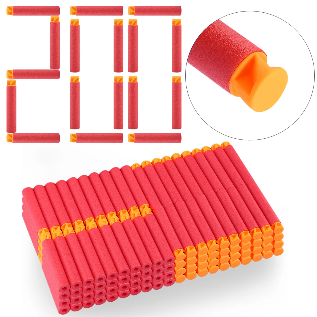 200 шт для пуль Nerf мягкая плоская головка 7,2 см запасная игрушка дартс пули для серии Nerf бластеры детские рождественские подарки - Цвет: Red