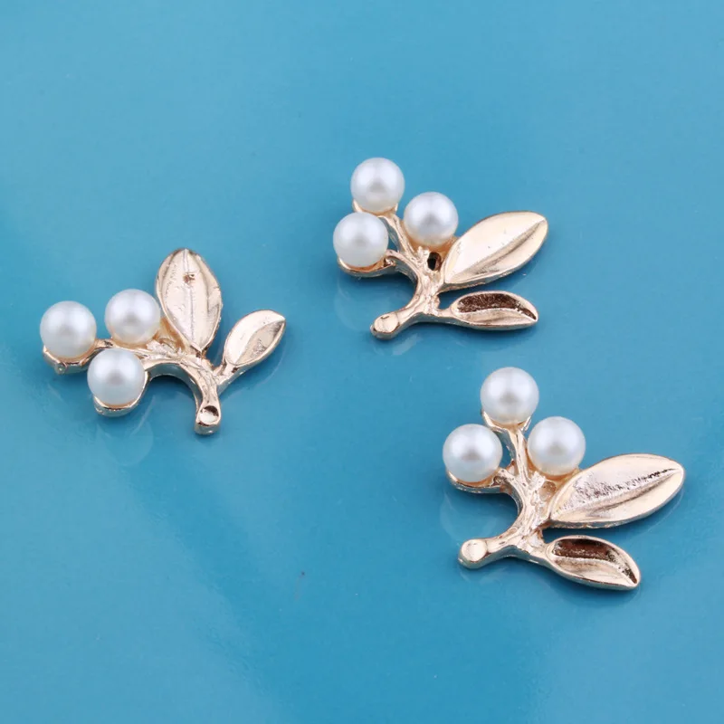 60 шт. жемчужные пуговицы в виде листьев для украшения волос|Пуговицы| |