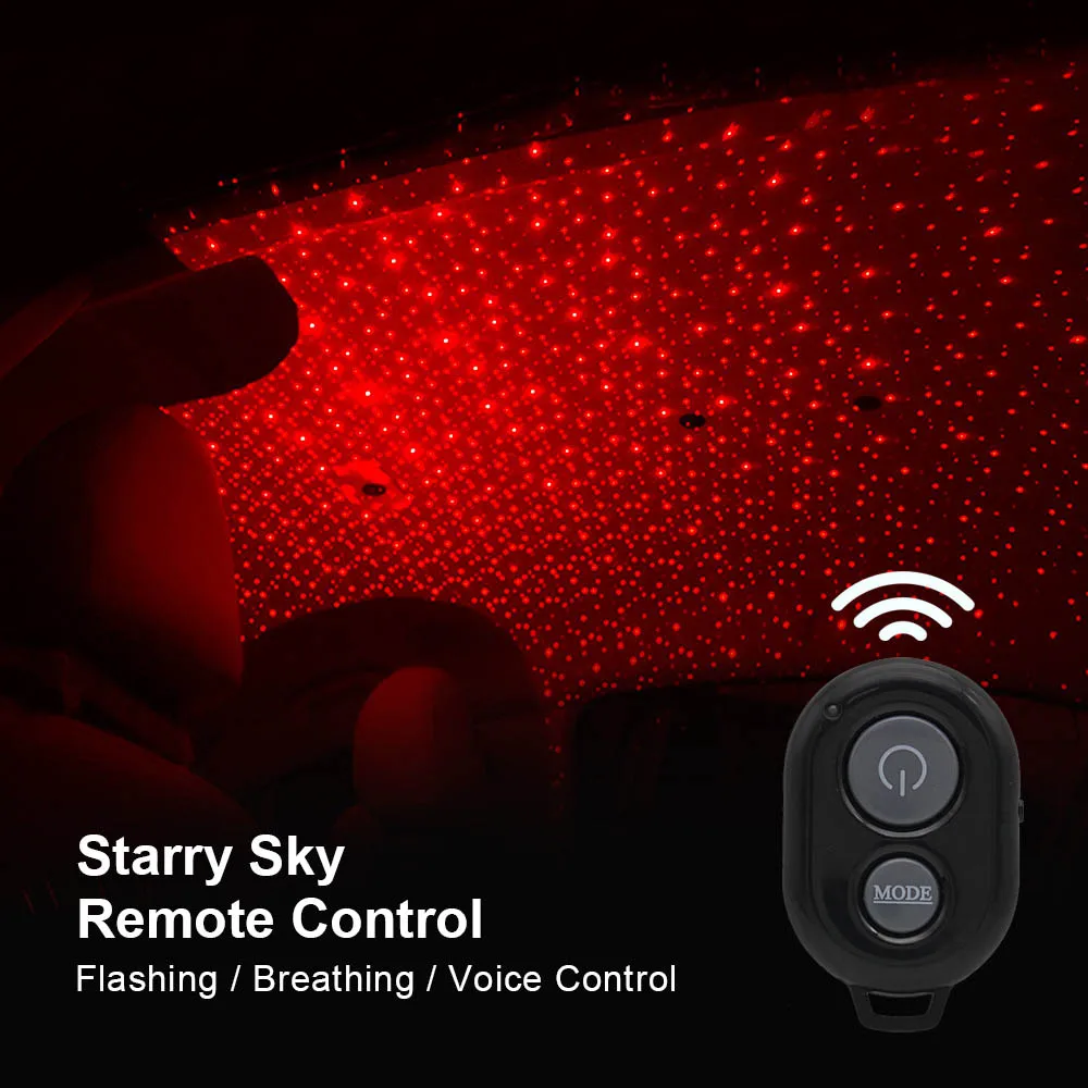 Remote Starry mode Мини 5 в USB светодиодный светильник для автомобиля, атмосферная звезда, DJ лазерный проектор, музыкальный звук, дистанционное управление, автомобильная потолочная метеорная лампа - Испускаемый цвет: Remote Starry mode