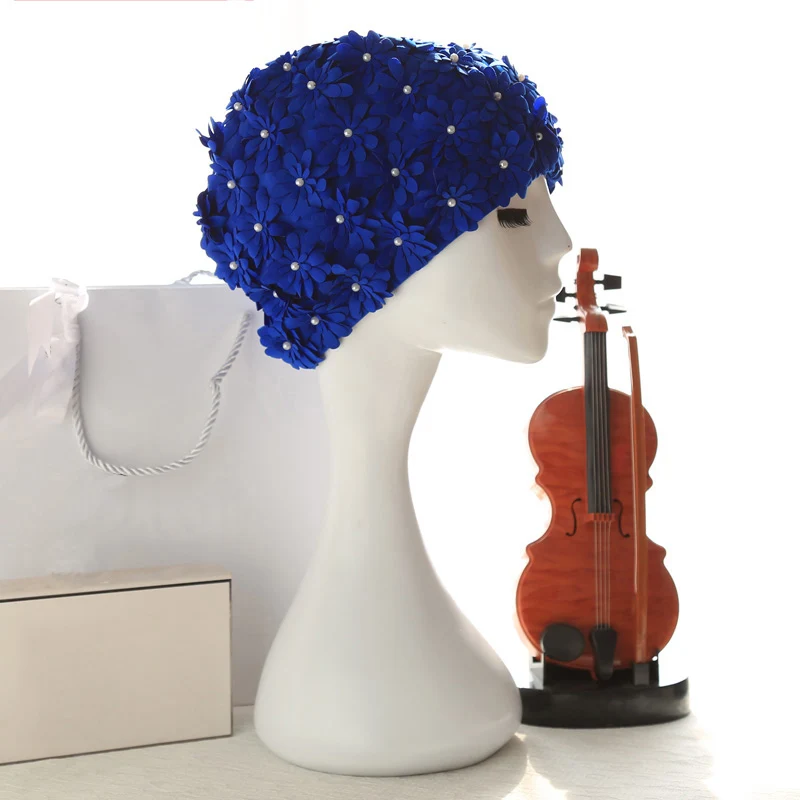 Женская шапочка для бассейна ручной работы с жемчугом разноцветная купания