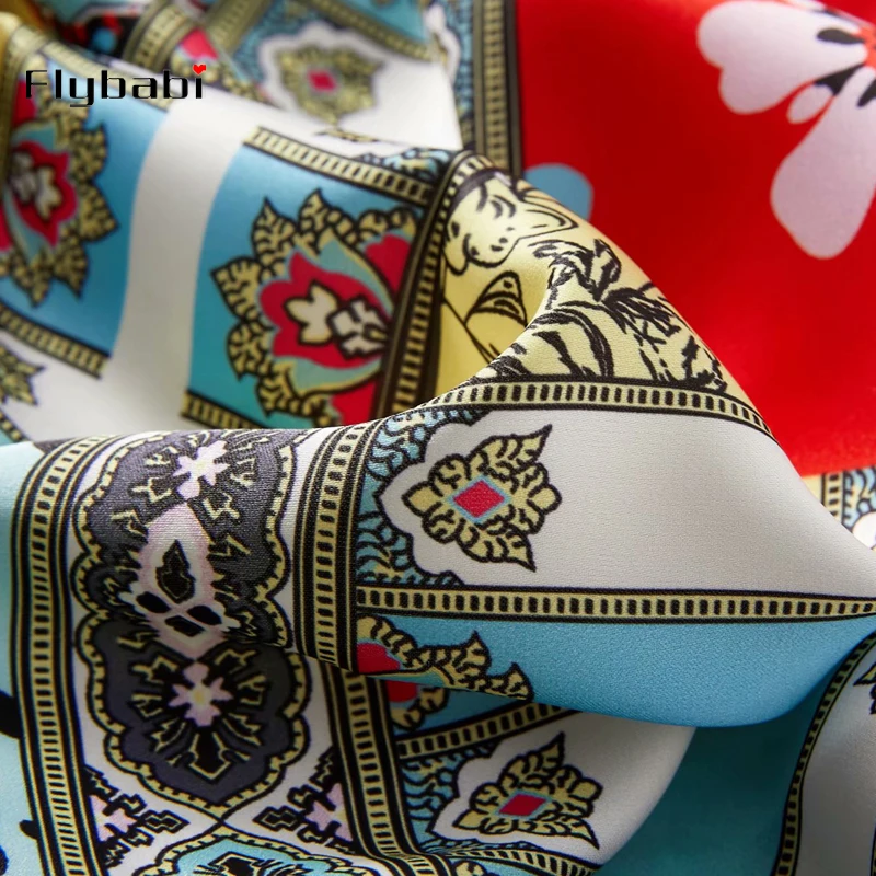 

black High quality 2019 summer Newest Ruffles bow full Flare Sleeve V-Neck print Mid-Calf A line Elegant dress women