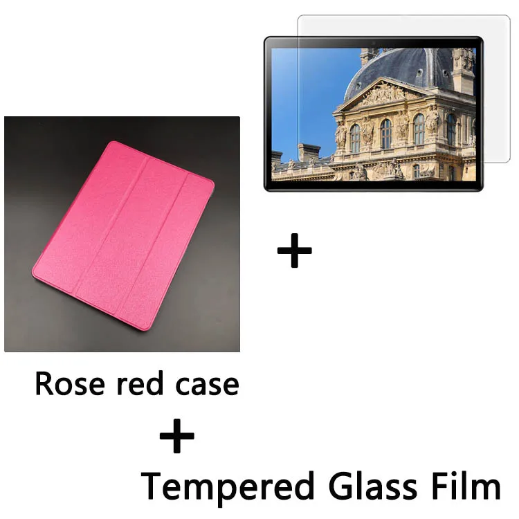 Rosered case-TG Film Ультратонкий чехол для Teclast M20, 10,1 дюймов, планшет, тройной складной чехол-подставка для Teclast M20, мембрана из закаленного стекла на выбор - Цвет: Rosered case-TG Film