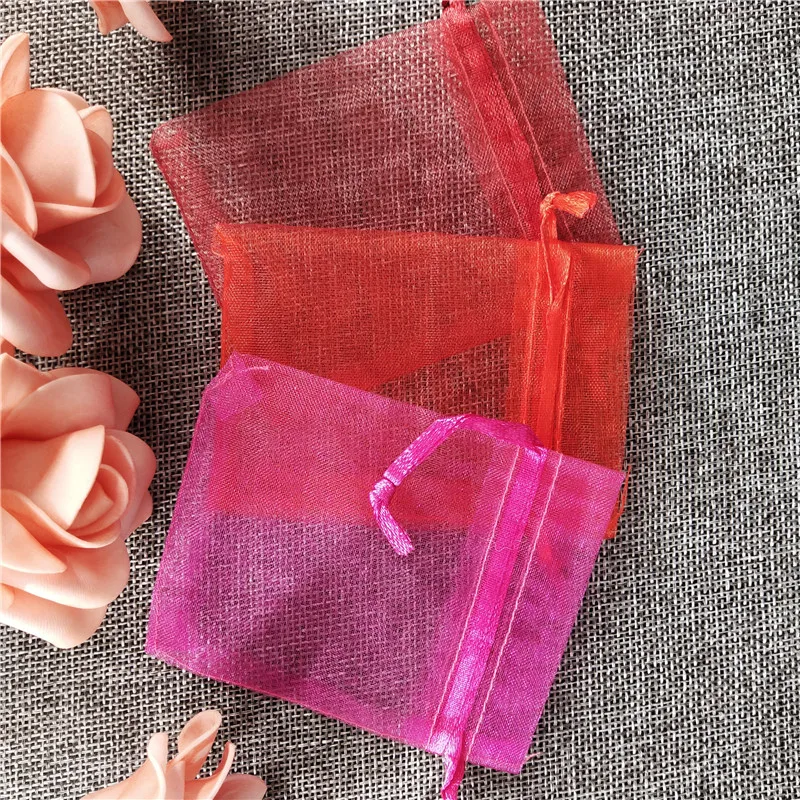 50pcs/lot 7x9 11x16 13x18cm Organza Bags Jewelry Bag Packaging Pouches Christmas Gift 5z|Подарочные сумки и упаковка| |