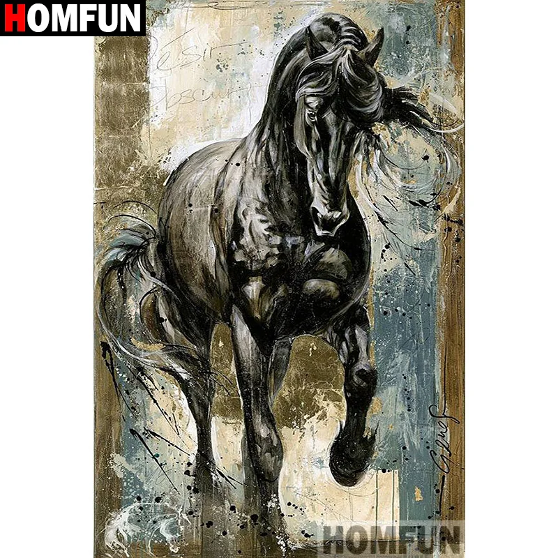 Алмазная живопись HOMFUN A01436 полноразмерная/круглая вышивка Лошадь с