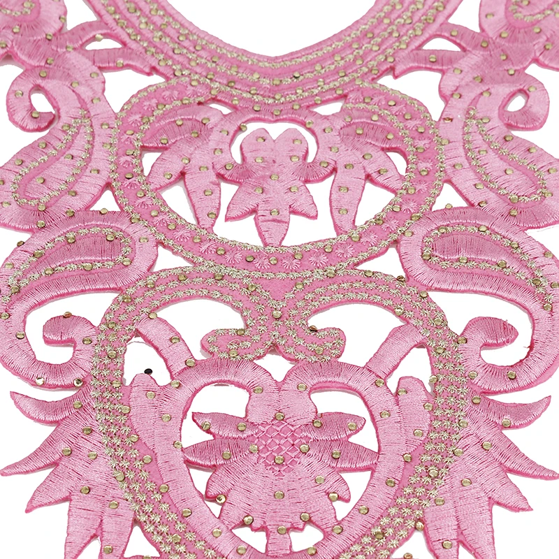 2 шт. вышивка бисером стразы розовый воротник кружево африканская патч с