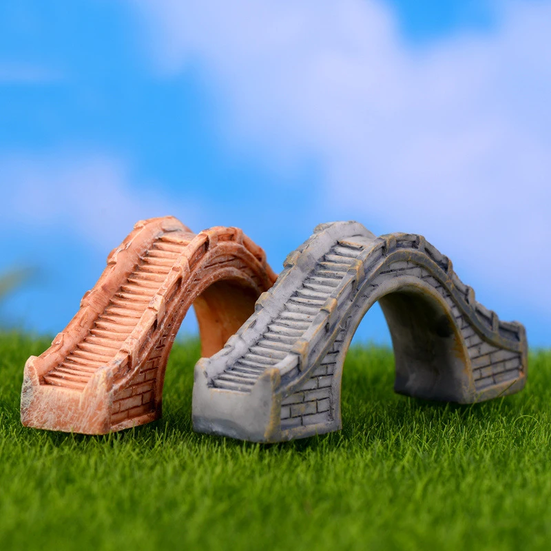 

10PCS Home Garden Decoration Cute Small Arch Bridge Model Toys Dolls Micro Landscape Ornaments Bonsai Decor Natural Resin